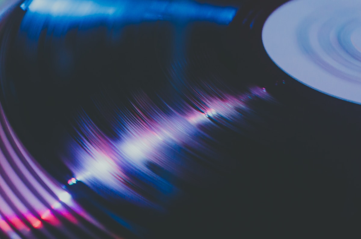 Record spinning on a turntable