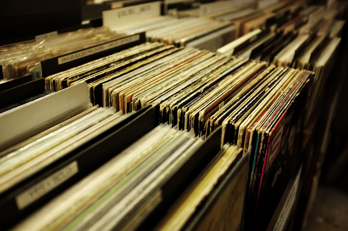 Hands browsing vinyl records